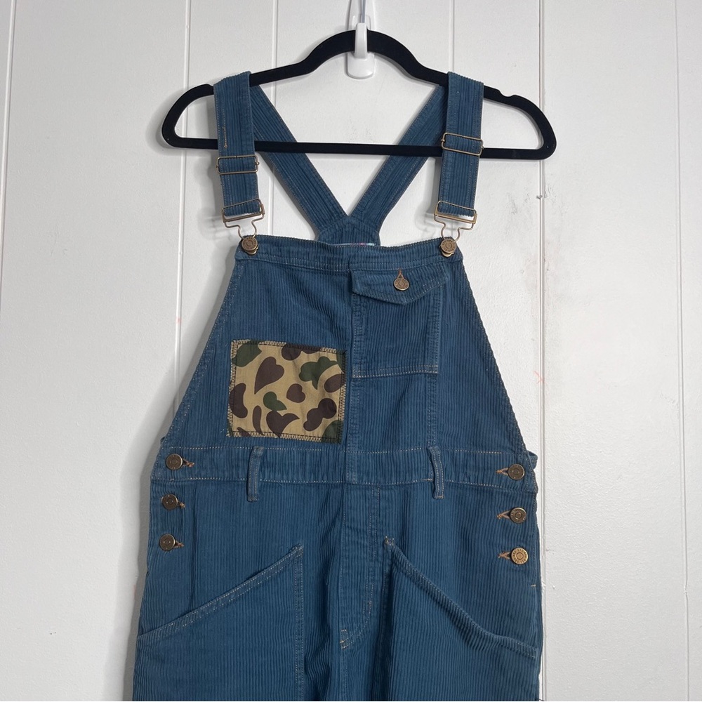 Urban Outfitters Blue Patchwork Corduroy Overalls Women's Small - Picture 2 of 8